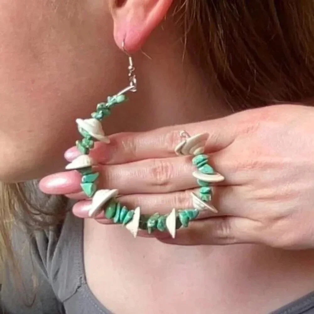 Handmade Green Shell Like Earrings